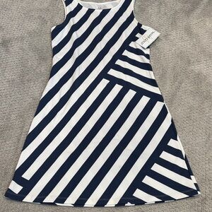 Mahi Gold Ladies Diagonal Striped Dress - Navy and White A line. NWT